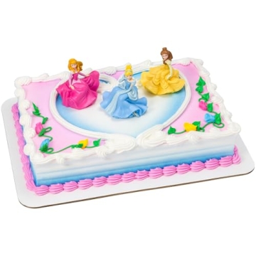 DecoSet® Disney Princess Once Upon a Moment Cake Topper, 3-Pc Decorations Set with Aurora, Belle, a...