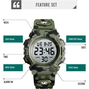 Kids Digital Waterproof Sports Watch with Alarm