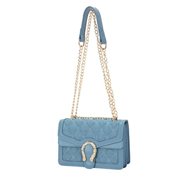DEEPMEOW Womens Quilted Crossbody Shoulder Purse - Fashion Denim Handbag with Chain Strap Casual Min...