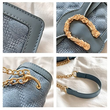 DEEPMEOW Quilted Crossbody Purse for Women - Chic Denim Handbag