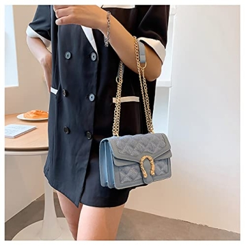 DEEPMEOW Quilted Crossbody Purse for Women - Chic Denim Handbag
