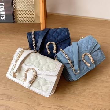 DEEPMEOW Quilted Crossbody Purse for Women - Chic Denim Handbag