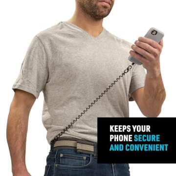 Nite Ize Hitch Phone Anchor and Tether - Anti-Theft Cell Phone Lanyard Accessories - Phone Case Anchor & Tether for Drop Protection - Black Tether