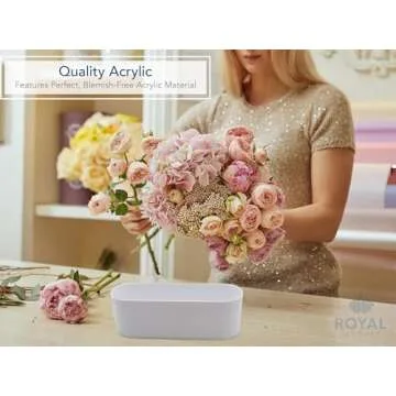 Royal Imports Flower Vase Acrylic Oval - Decorative Centerpiece for Home or Wedding - Non Breakable Plastic, 4" X12 Short Rounded - White