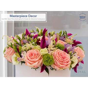 Royal Imports Flower Vase Acrylic Oval - Decorative Centerpiece for Home or Wedding - Non Breakable Plastic, 4" X12 Short Rounded - White