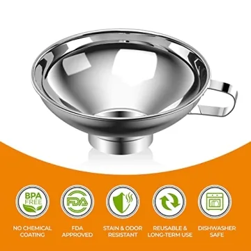 Pisol Canning Funnel - Wide Mouth Stainless Steel Kitchen Tool