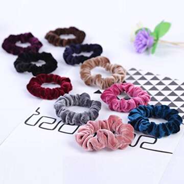 KINGMAS 10 Pcs Hair Ties Velvet Scrunchies, Elastic Flannelette Hair Bands Scrunchy Hair Ropes Women Hair Accessories