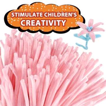 Aoibrloy 200PCS Pipe Cleaners Craft Supplies for Kids DIY Creative Art and Crafts Project | Chenille Stems for Party & Activities Decorations - 6 mm x 12 inch（Pink）