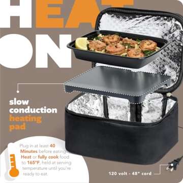 HOTLOGIC Mini XP Portable Electric Lunch Box Food Heater - Expandable Food Warmer Tote and Heated Lu...