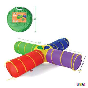Play22 4-Way Play Tunnel For Kids To Crawl Through 8 Feet - Kids Play Tunnels For Toddlers Indoor/Outdoor Fun For Kids, Dogs Tunnel Ball Pit - Kids Pop Up Play Tent Tunnel Foldable Into A Carrying Bag