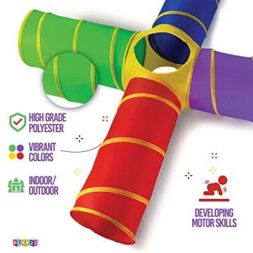 Play22 4-Way Play Tunnel For Kids To Crawl Through 8 Feet - Kids Play Tunnels For Toddlers Indoor/Outdoor Fun For Kids, Dogs Tunnel Ball Pit - Kids Pop Up Play Tent Tunnel Foldable Into A Carrying Bag