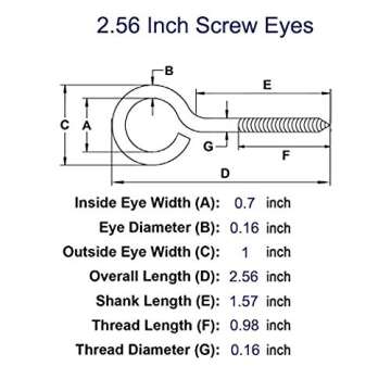 Goyunwell Stainless Steel Screw Eyes Metal Eye Hooks Screw in Heavy Duty 2 1/2 Inch 12pcs Eyebolts S...