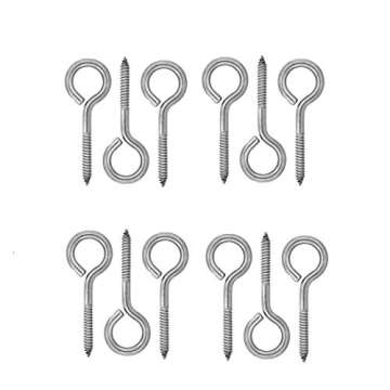 Goyunwell Stainless Steel Screw Eyes Metal Eye Hooks Screw in Heavy Duty 2 1/2 Inch 12pcs Eyebolts Screws for Wood Lag Thread Eyelet Screw 2.5 Inch Hanging Threaded Tapping Screw Eyes M4