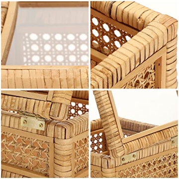 Boho Rattan Decorative Storage Boxes with Glass Lids