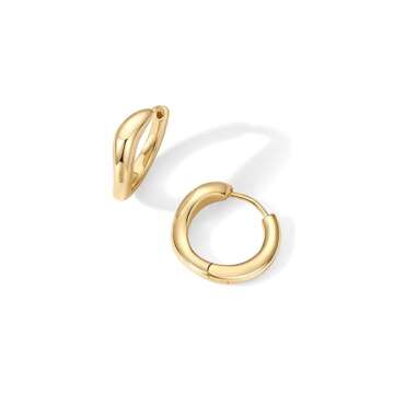 PAVOI 14K Yellow Gold Plated Sterling Silver Posts Wavy Huggie Hoops | Twisted Wave Hoop Earrings for Women