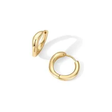PAVOI 14K Yellow Gold Plated Sterling Silver Posts Wavy Huggie Hoops | Twisted Wave Hoop Earrings for Women
