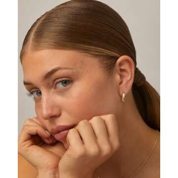 PAVOI 14K Yellow Gold Plated Sterling Silver Posts Wavy Huggie Hoops | Twisted Wave Hoop Earrings for Women