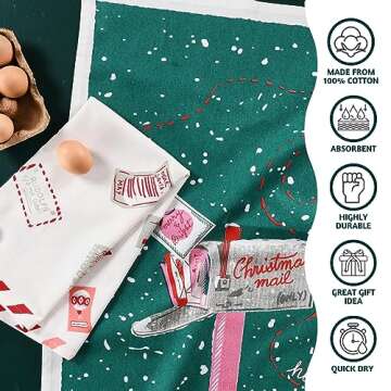 Folkulture Christmas Kitchen Towels Set of 3 for Kitchen Decorations, 26x20 Boho Red Dish Towels, Ch...