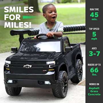 ReadyGO 12V Battery Powered Chevrolet Silverado Trail Boss 1-Seater Kids Ride On Truck with Parent R...