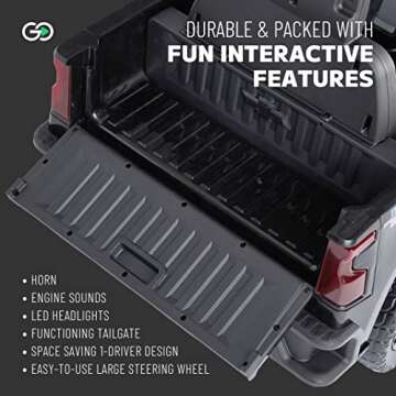 ReadyGO 12V Battery Powered Chevrolet Silverado Trail Boss 1-Seater Kids Ride On Truck with Parent Remote Control, Fast Speed Mode (5 MPH), LED Headlights, Retractable Tailgate