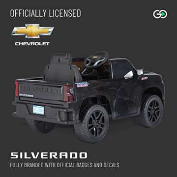 ReadyGO 12V Battery Powered Chevrolet Silverado Trail Boss 1-Seater Kids Ride On Truck with Parent Remote Control, Fast Speed Mode (5 MPH), LED Headlights, Retractable Tailgate