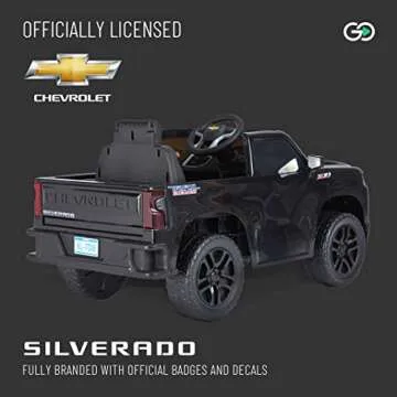 ReadyGO 12V Battery Powered Chevrolet Silverado Trail Boss 1-Seater Kids Ride On Truck with Parent Remote Control, Fast Speed Mode (5 MPH), LED Headlights, Retractable Tailgate