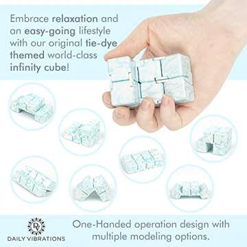 Daily Vibrations Infinity Cubes, Durable Stress Relieving Blue Fidget Toy, Stress and Anxiety Relief Fidget Cube, Relaxing Hand-Held Fidget Toys for Adults and Kids