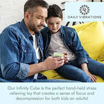 Daily Vibrations Infinity Cubes, Durable Stress Relieving Blue Fidget Toy, Stress and Anxiety Relief Fidget Cube, Relaxing Hand-Held Fidget Toys for Adults and Kids