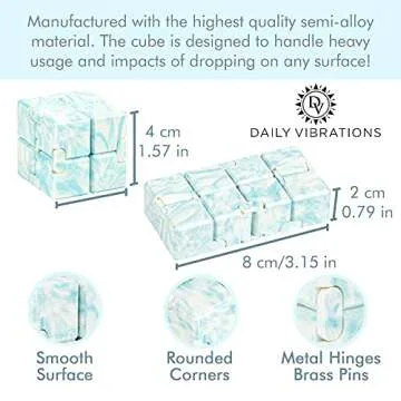 Daily Vibrations Infinity Cubes, Durable Stress Relieving Blue Fidget Toy, Stress and Anxiety Relief Fidget Cube, Relaxing Hand-Held Fidget Toys for Adults and Kids