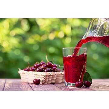 King Orchards Montmorency Tart Cherry Concentrate - Tart Cherry Juice Concentrate 100% Pure Concentrated Tart Cherries Superior Sour Flavor Mix with Blueberry Juice (1) 16oz bottle and Wooden Spoon