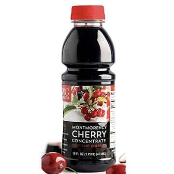 King Orchards Montmorency Tart Cherry Concentrate - Tart Cherry Juice Concentrate 100% Pure Concentrated Tart Cherries Superior Sour Flavor Mix with Blueberry Juice (1) 16oz bottle and Wooden Spoon