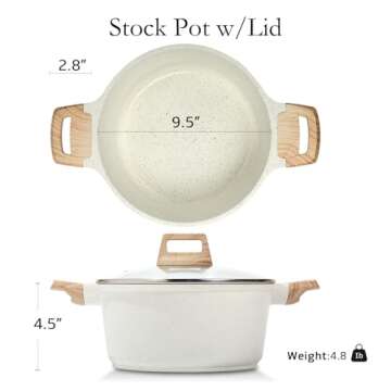 ESLITE LIFE Nonstick Stock Pot with Lid, 5 Quart Granite Casserole Large Soup Pot Pasta Cooking Pot,...