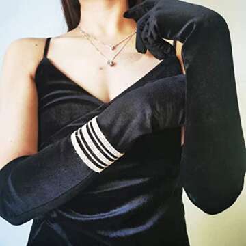 Jojomina Multilayer Sparkling Rhinestone Cuff Bracelet For Women 11 Layers for Women Crystal Bangle Strand Wrap Bracelet for Party Prom Wedding