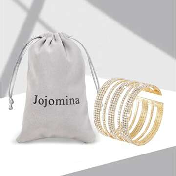 Jojomina Multilayer Sparkling Rhinestone Cuff Bracelet For Women 11 Layers for Women Crystal Bangle Strand Wrap Bracelet for Party Prom Wedding