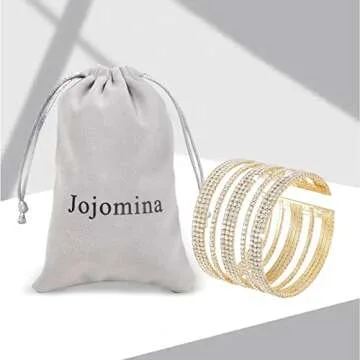 Jojomina Sparkling Rhinestone Cuff Bracelet for Women