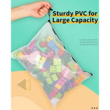Smarpau A5 Mesh Zipper Pouch, 24 Pack 9.5" x 7.1" Plastic Zipper Pouches for Organizing, Multipurpose Waterproof Zipper Bags for Travel, Office, Home Storage, Black