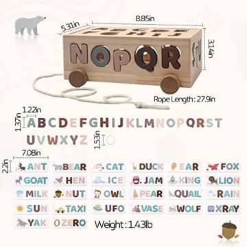 Alphabet ABC Learning Puzzles Toy | Toddler Montessori Educational Toys | Wooden Shape Sorting Toys Gifts with Flash Cards, Boys & Girls Preschool Learning Fine Motor Skills Game for 2 3 4 Year Old