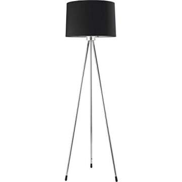 SH Lighting Contemporary Tripod Floor Lamp - Features Large Drum Shade and Convenient Foot Switch - ...