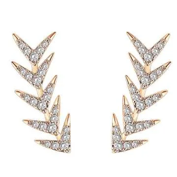 Stylish 14K Rose Gold Crawler Earrings by PAVOI