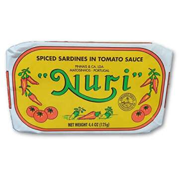 NURI Portuguese Sardines in Spiced Tomato Sauce 4.4 oz can (Sardines Spicy Tomato)