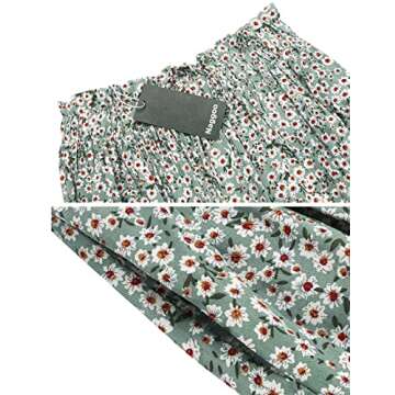 Women's Skirts Novelty Spring Green Floral Print Fashion Midi Boho Summer Casual Skirt Pocket(XL, Gr...