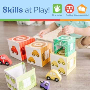 Melissa & Doug Nesting and Sorting Garages and Cars Set