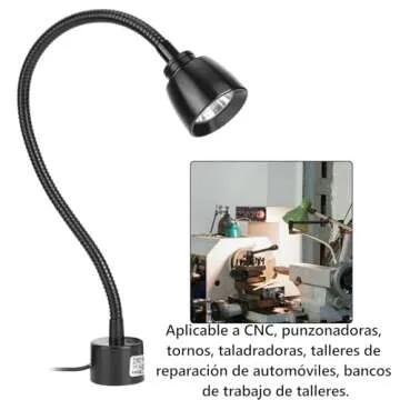 CHICIRIS 7W LED Machine Tool Lamp, Metal LED Working Light with Magnetic Base, Flexible Work Lamp, for Reading Lamp, Headboard CNC Punching Machine US Plug