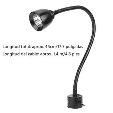 CHICIRIS 7W LED Machine Tool Lamp, Metal LED Working Light with Magnetic Base, Flexible Work Lamp, for Reading Lamp, Headboard CNC Punching Machine US Plug