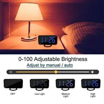 Digital Alarm Clock,Mirror Surface LED Electronic Clocks,with USB Charger,Snooze Model, Auto/Custom ...