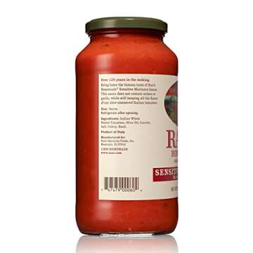 Rao's Homemade Tomato Sauce, Sensitive Formula, 24 oz, Pasta Sauce, Carb Conscious, Keto Friendly, All Natural, Premium Quality, No Onions or Garlic, With Italian Tomatoes & Olive Oil