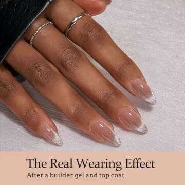 BTArtboxnails XCOATTIPS Press on Nails - Cat Eye Christmas Press on Nails, French Tip Nails Medium Almond Nail Tips, Soft Gel Nails False Nail, Soak Off Acrylic Fake Nails Extensions