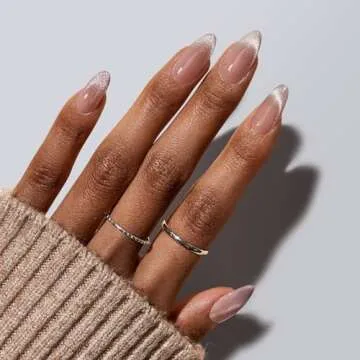 BTArtboxnails XCOATTIPS Press on Nails - Cat Eye Christmas Press on Nails, French Tip Nails Medium Almond Nail Tips, Soft Gel Nails False Nail, Soak Off Acrylic Fake Nails Extensions