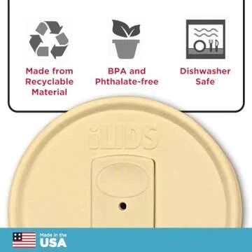 iLIDS Mason Jar Drink Lid, Regular Mouth, Butter, Pack of 2