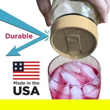 iLIDS Mason Jar Drink Lid, Regular Mouth, Butter, Pack of 2